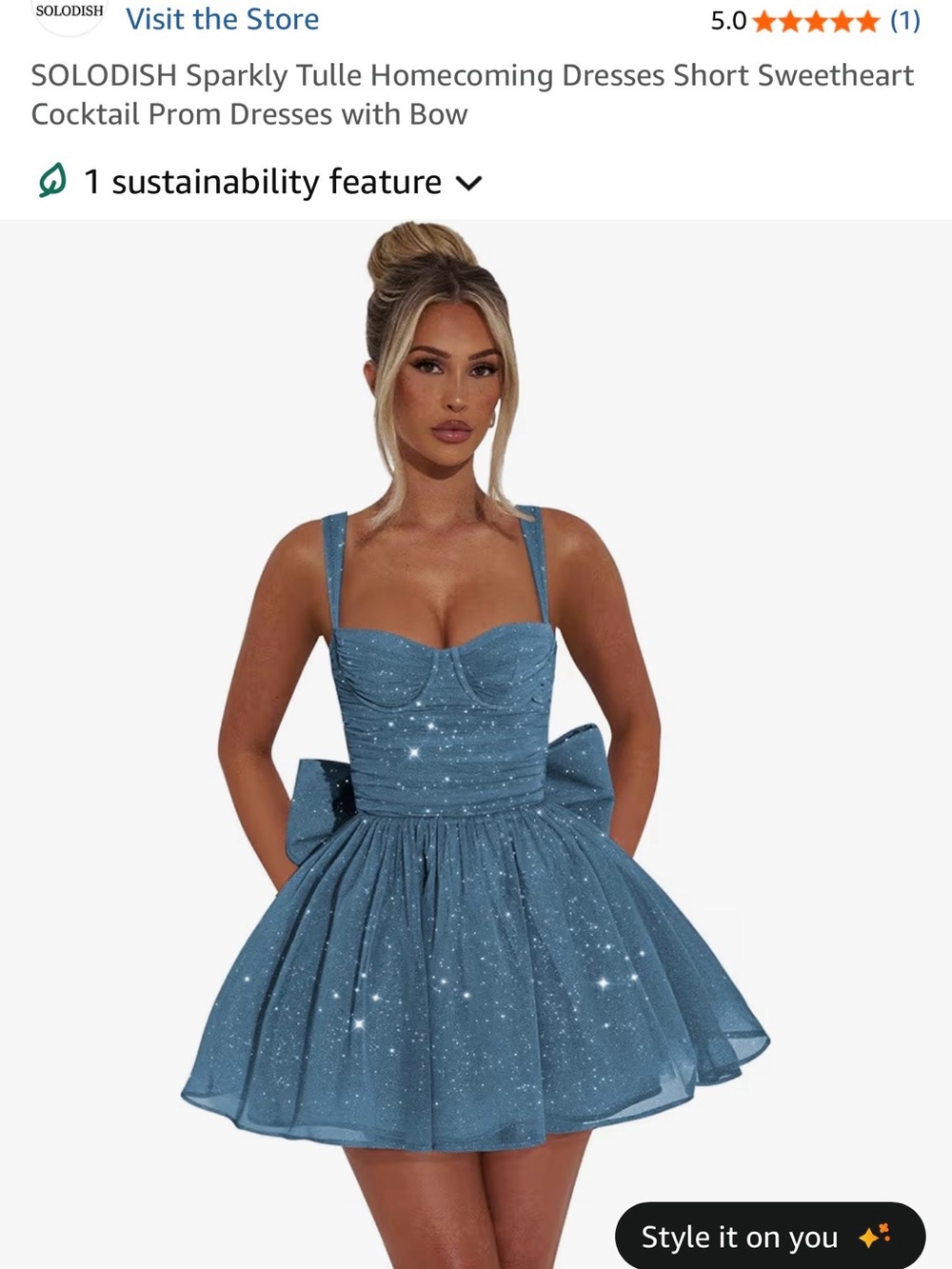 Sparkle Tulle Prom Dress in Dusty Blue
